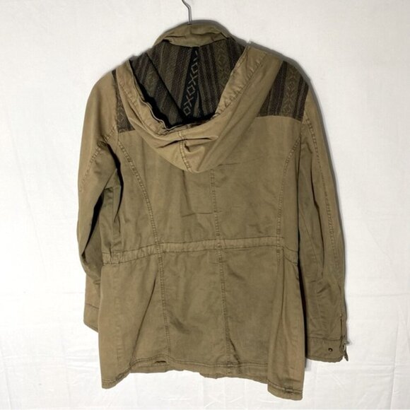 Kismet Tan With Black Southwestern Print Trim Utility Jacket L - Picture 2 of 16
